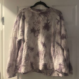 Oversized purple and white tie dye long sleeve sweater